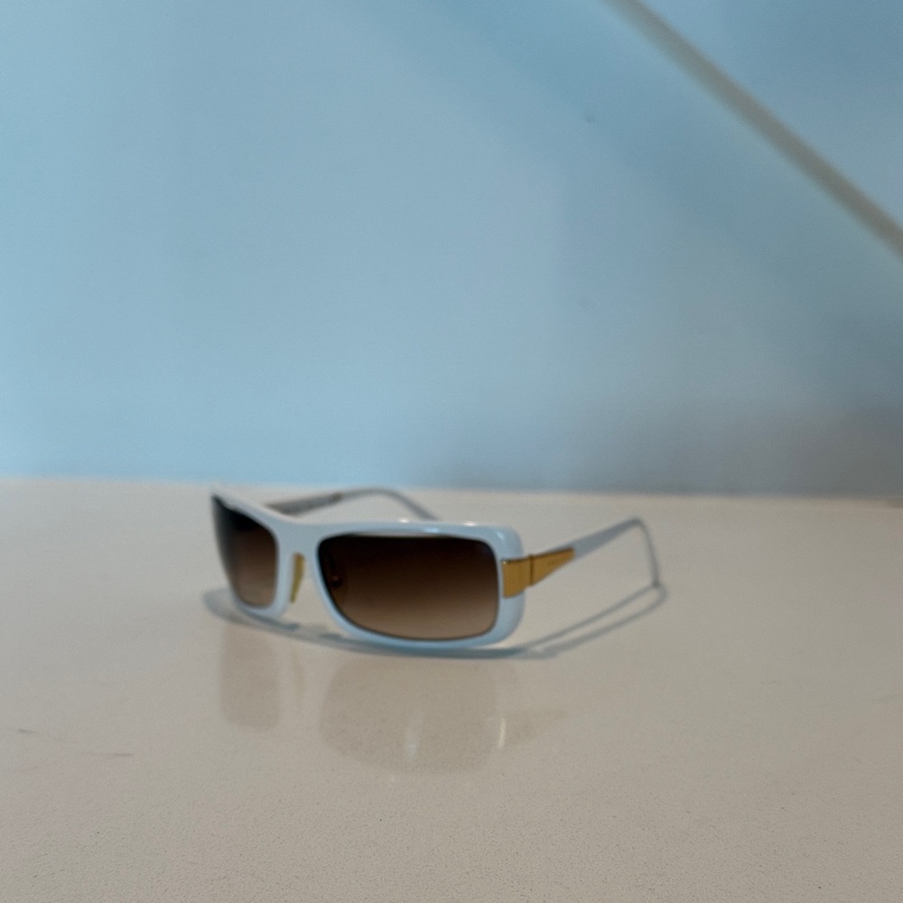 Prada Stylish White and Gold Sunglasses